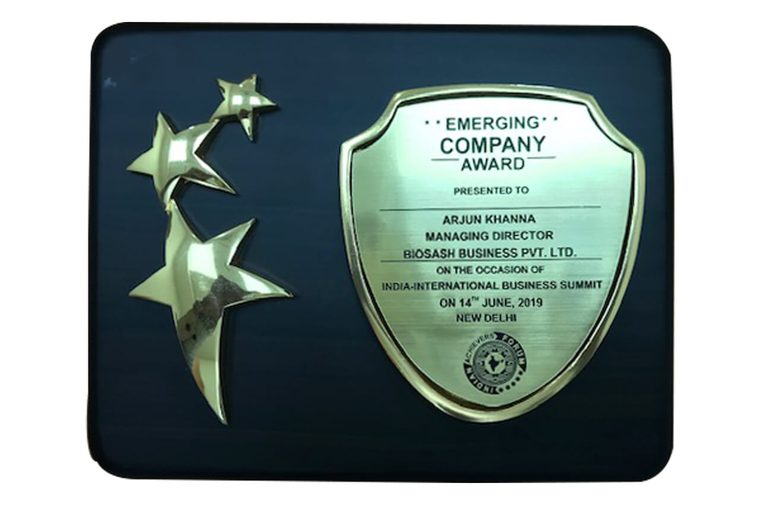 Emerging Company Award presented to Arjun Khanna, Managing Director, Biosash Business Pvt. Ltd.